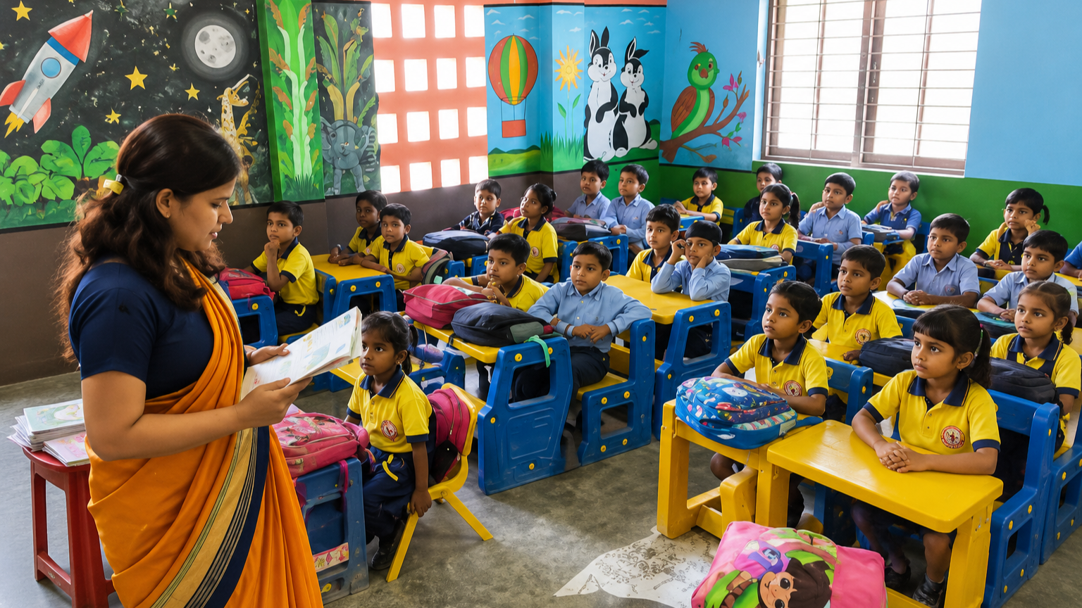 Interactive primary and kindergarten kids classroom